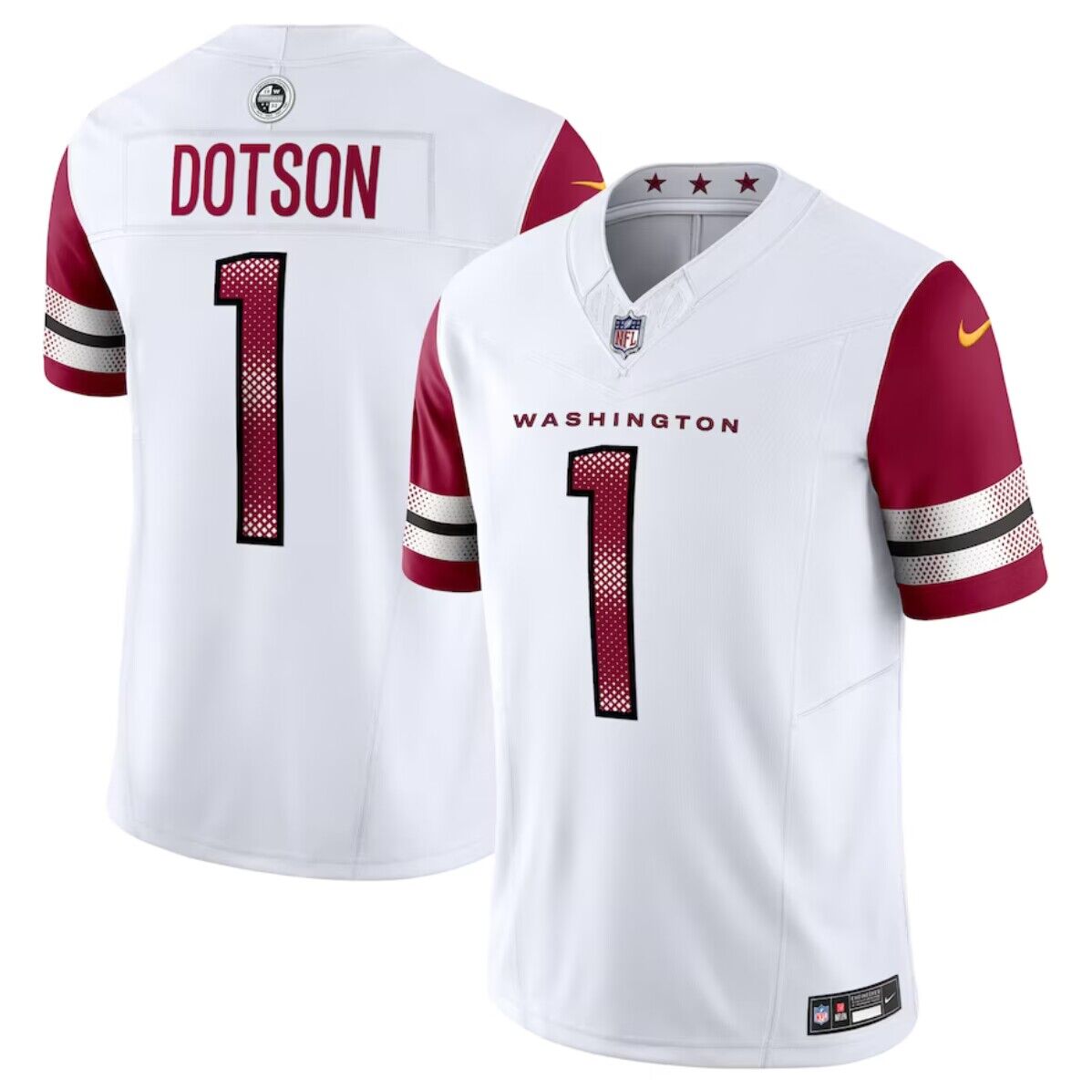 Men's Washington Commanders #1 Jahan Dotson White 2023 F.U.S.E. Vapor Limited Stitched Football Jersey